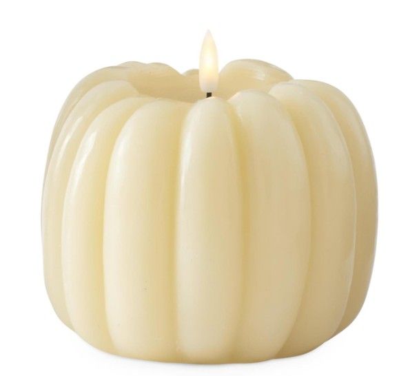 5" LED Wax Pumpkin Candle, Cream Color